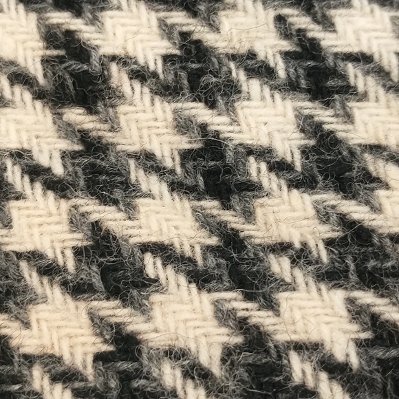 Vintage 60s Wool Dress Houndstooth Check Black & White Classy Midi SeeMeasure - Picture 16 of 16